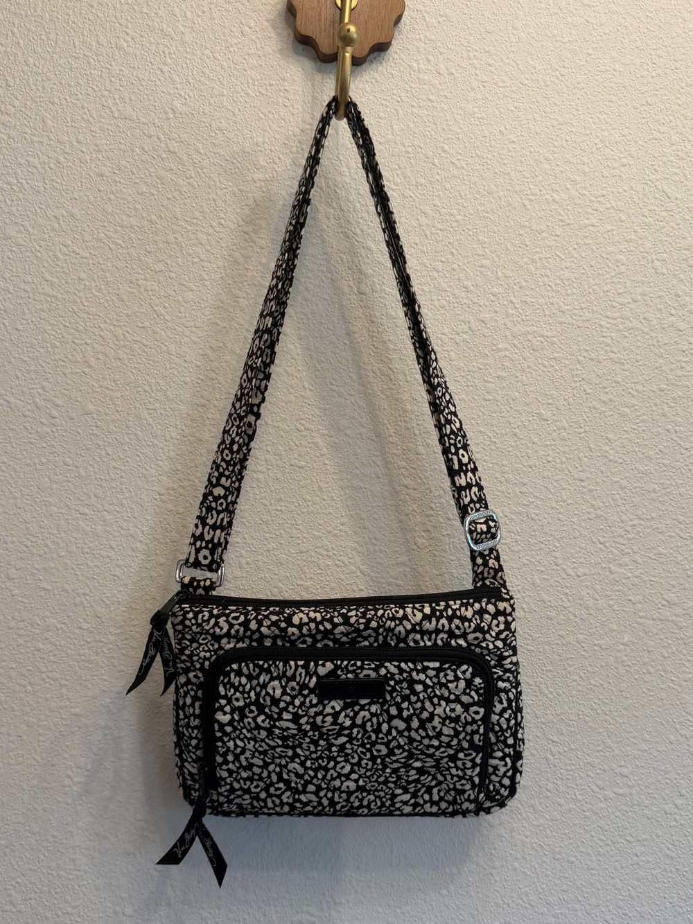 Vera Bradley Black & White Leopard Print Crossbody Purse